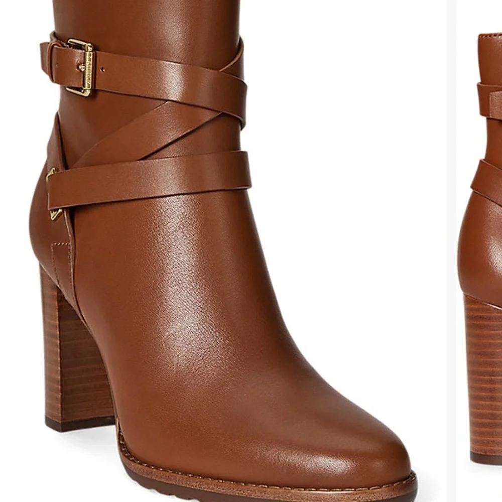 Ralph Lauren Tan Leather Ankle Booties - Picture 2 of 3